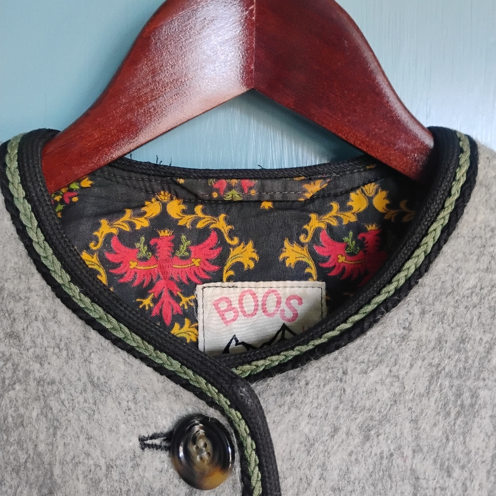 Boos Gray Wool Jacket with Braided Trim